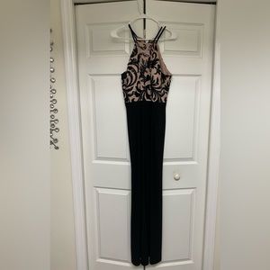 Black and cream Paisley print Jumpsuit halter top size 12